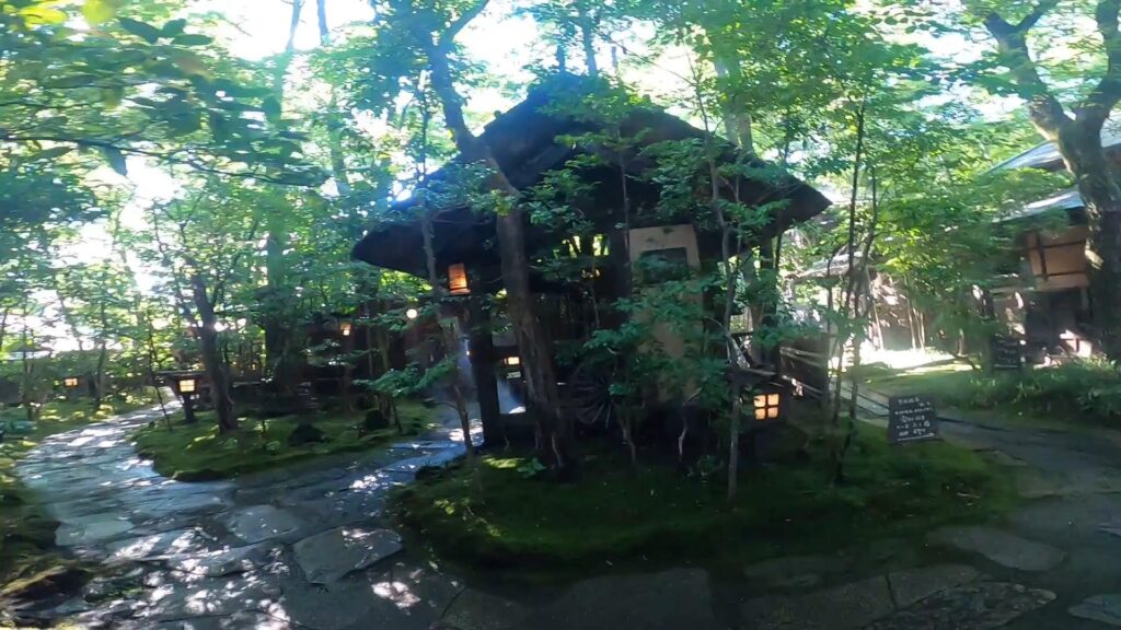 お宿のし湯のお庭。こちらも緑が溢れています。