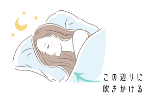 寝る時のピローミストの使い方イラスト
